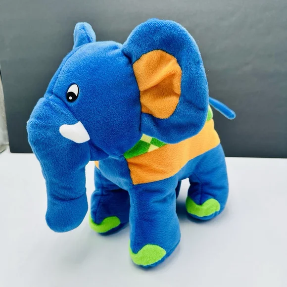 King Plush Elephant Blue Green 11” Stuffed Animal Animated Soft Cuddly - Picture 4 of 11